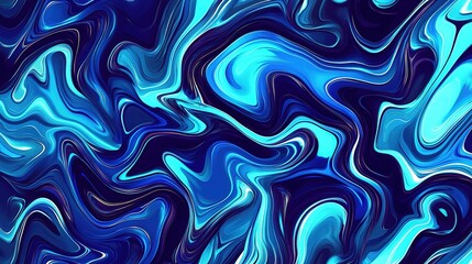 Blue and turquoise abstract swirl design with fluid shapes and varying shades