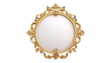 Elegant Vintage Gold Framed Mirror Isolated Without Background.
