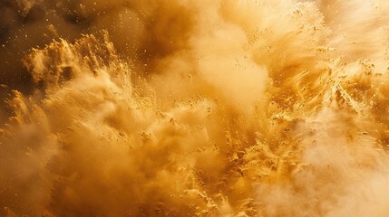The ethereal golden dust and psychedelic smoke blend together, showcasing the enchanting display of cosmic energy against a pure background.