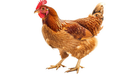 Mature Hen Standing Isolated Without Background in Natural Pose.