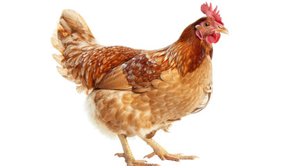 Fototapeta premium Mature Brown Hen Isolated Without Background in Side View