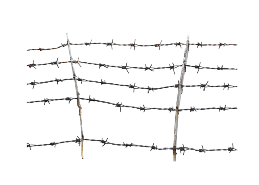 Border fence with Mounting pole on transparent png