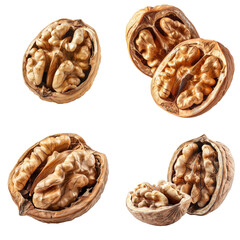 Obraz premium Close-up of Cracked Walnuts with Intricate Veins