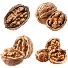 Obraz premium A Collage of Cracked Walnuts