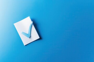 Paper checkmark sign, approval and success
