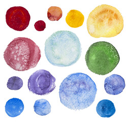 set of hand drawn watercolor stains