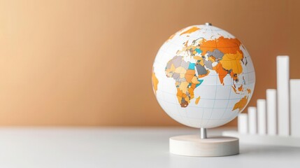 Paper globe with business graphs, global business