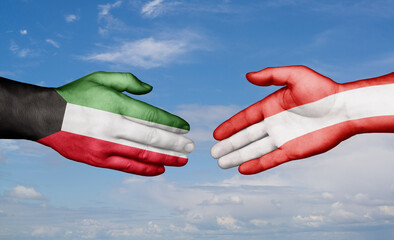 Austria and Kuwait country handshaking with flags, consensus concept international co-operation illustration