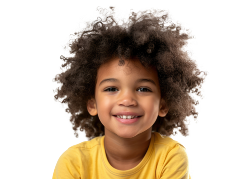 smiling african child with curly hair isolated - Powered by Adobe