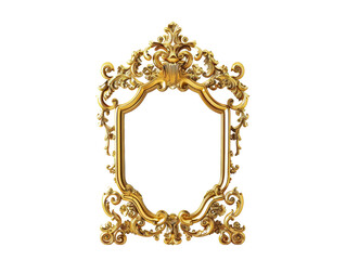 Ornate Vintage Golden Picture Frame Isolated Without Background
