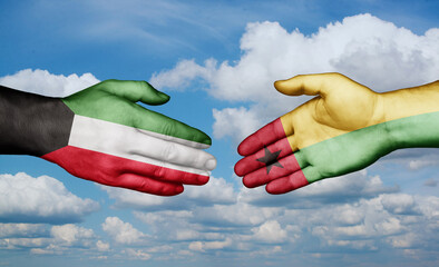 Guinea-Bissau and Kuwait country handshaking with flags, consensus concept international co-operation illustration