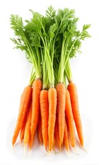 Fresh ripe carrot sticks isolated on white