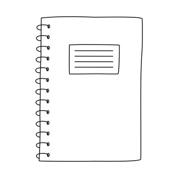 recommend clip art: School spiral copybook or exercise book, doodle style flat vector outline for coloring book