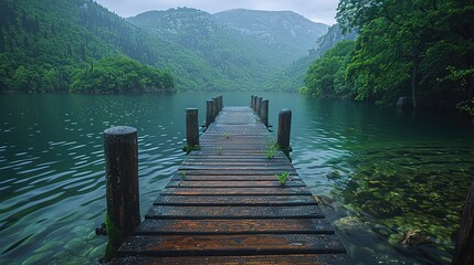 Fototapeta premium Wooden bridge in Krka National Park, 