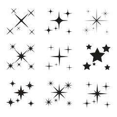 Set of Sparkling Star Vector Illustratilon