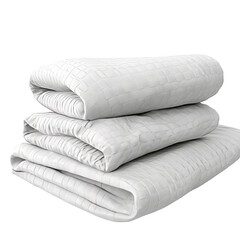 Obraz premium Soft White Quilted Bed Linen Stacked, Isolated without Background.