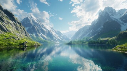 Serene Mountain Lake Landscape