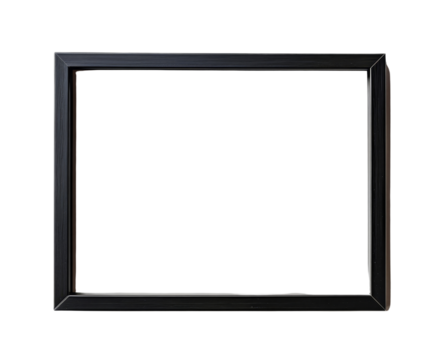 Black Picture Frame with Simple Horizontal and Vertical Design Isolated.