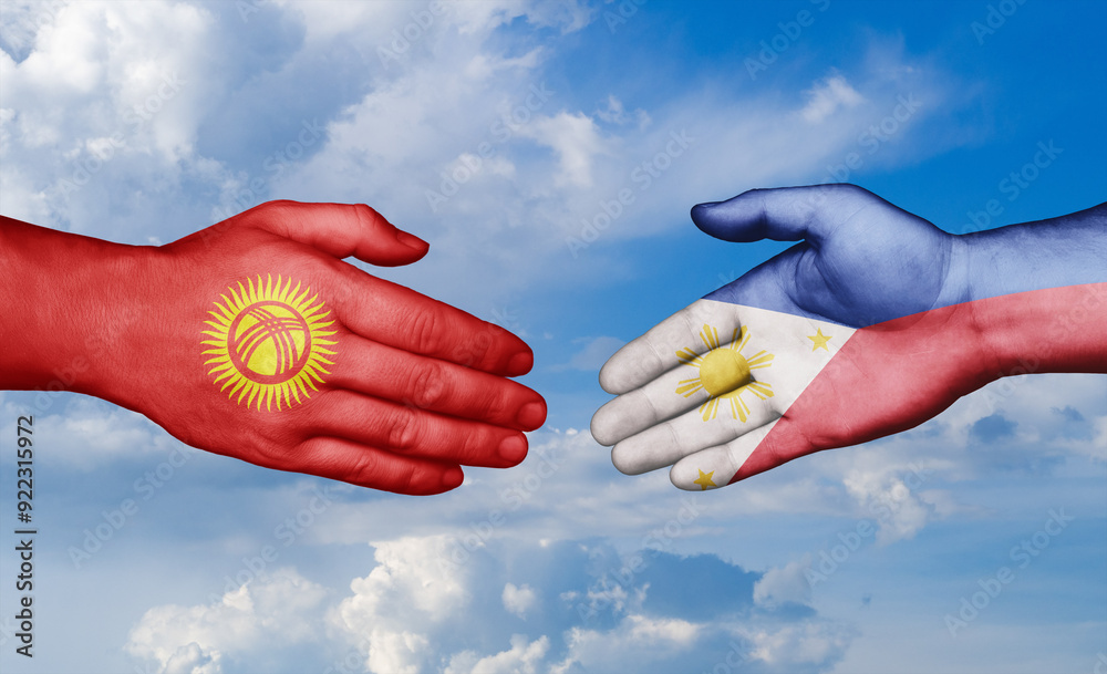 Wall mural philippines and kyrgyzstan country handshaking with flags, consensus concept international co-operat