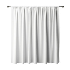 Isolated White Curtain with Pleated Design and Rod Holder.