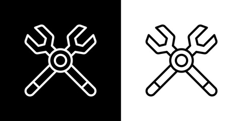 Wrench icon. construction icon. Building icon. Black icon. Line icon. Silhouette.