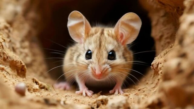 Pygmy Jerboa Rat in its burrow