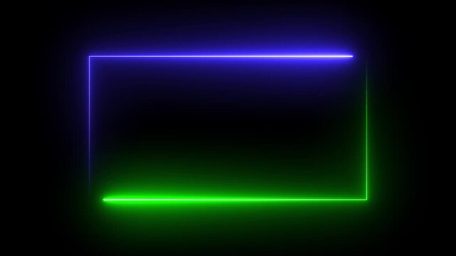 neon Rectangle Border .neon rectangle frame. Black background 4k animation
