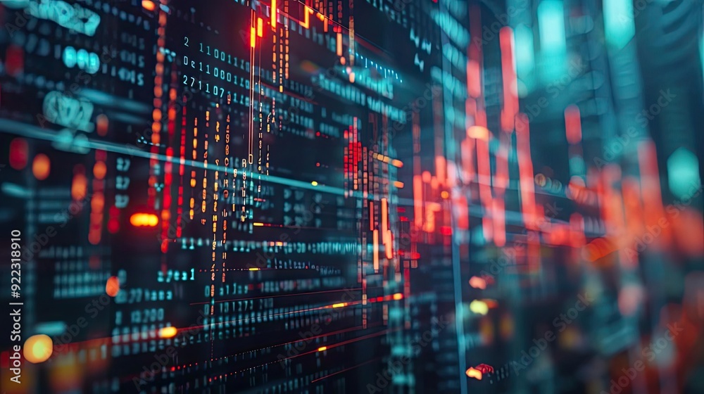 Aufkleber Vibrant digital data visualization showcasing abstract graphs and charts. Perfect for finance and technology concepts.