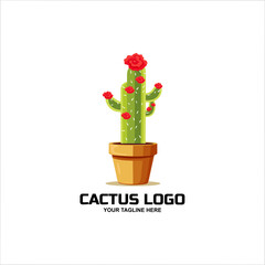 Cactus logo design vector illustration