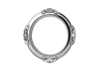 Elegant Silver Picture Frame with Decorative Floral Design Isolated.