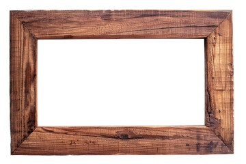 Rustic Wooden Frame Isolated Without Background for Photos or Art.
