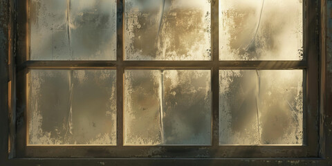 Grime tinted glimpses shadows dance across a dirty window.