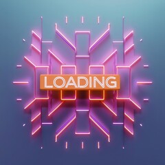 A vibrant neon loading symbol with geometric patterns, perfect for representing digital processes or technology themes.