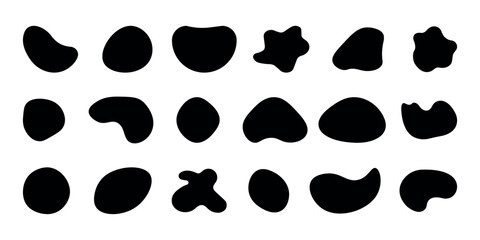 Fototapeta premium Abstract blotch organic shapes flat design vector set. Simple irregular formes, blobs collection for social media, card, flyer, presentation, web on white background. 