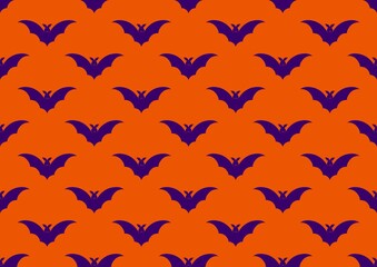 Seamless pattern with bats. Halloween violet pattern. Bat pattern. Autumn mood. Terribly. Boo