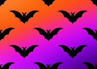 Fototapeta premium Seamless pattern with bats. Halloween rainbow pattern. Bat pattern. Autumn mood. Terribly. Boo
