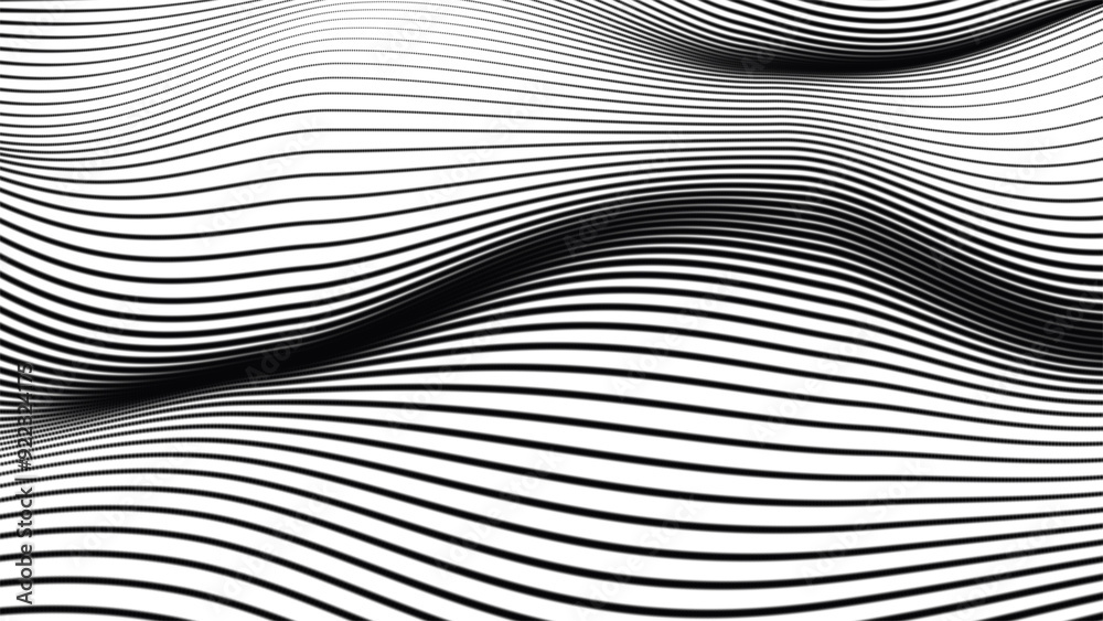 Poster a black and white abstract pattern with curved lines. abstract pattern. texture with wavy curves. wi