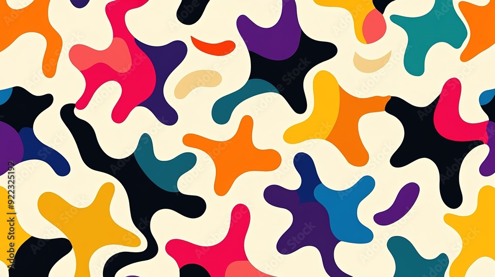 Poster abstract colorful shapes on a light background creating a vibrant pattern in a modern design