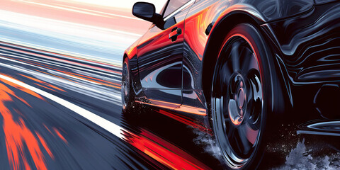 A getaway car, engines revving, speeds down the highway, away from the scene of the crime