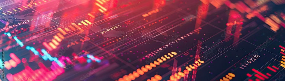 Aufkleber Abstract technology background with colorful data visualization and digital interface elements for modern applications.