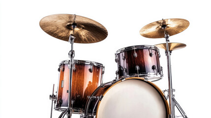 Fototapeta premium A drum set with a white background and two drums, AI