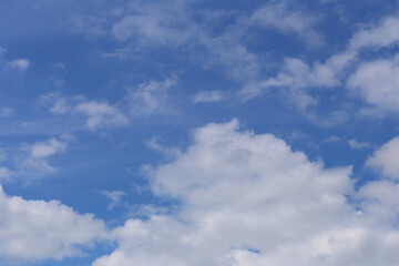 Blue sky with white clouds in the daytime background.
