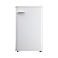 Isolated Mini Fridge with a Simple Design and Metallic Handle.