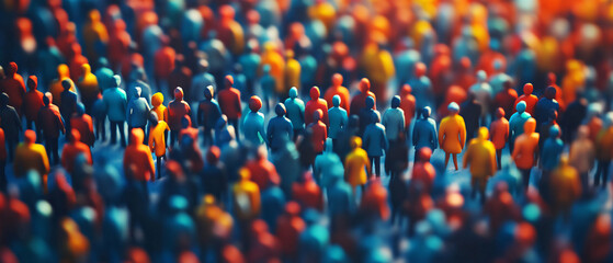 Fototapeta premium Abstract Crowd of People in Vibrant Colors