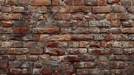 Obraz premium A close-up view of a textured brick wall with various shades and weathering.