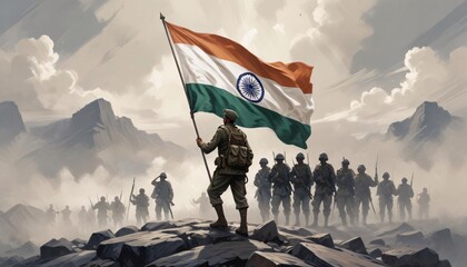 Kargil vijay diwas illustration banner or poster. 26 july. happy independence day post.