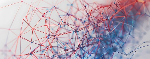 Abstract Interconnected Network of Red and Blue Lines