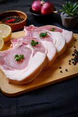 Raw pork chop