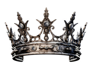 Ornate Metallic Crown Isolated with Intricate Design Elements.