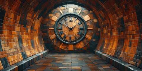 Obraz premium A Large Clock Face in a Brick Tunnel